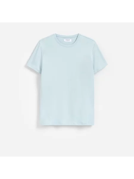 Reserved Pima tričko slim bledá tyrkysová