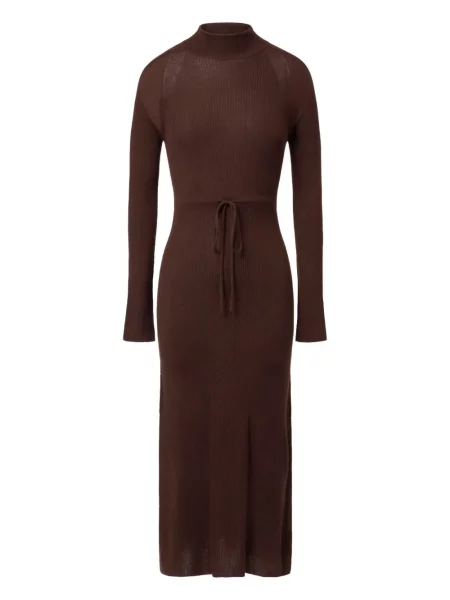 Rochie maxi A.p.c. cu decolteu rotund de costum maro