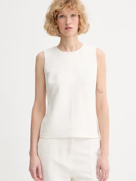 Calvin Klein halenka na ramínka s viskózou béžová