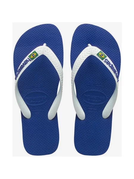 Japonki Havaianas Brasil Logo niebiesko-białe białe