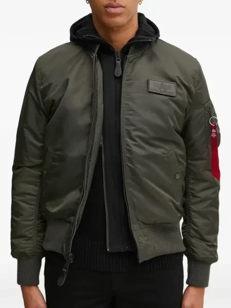 Geacă bomber Alpha Industries cu glugă verde