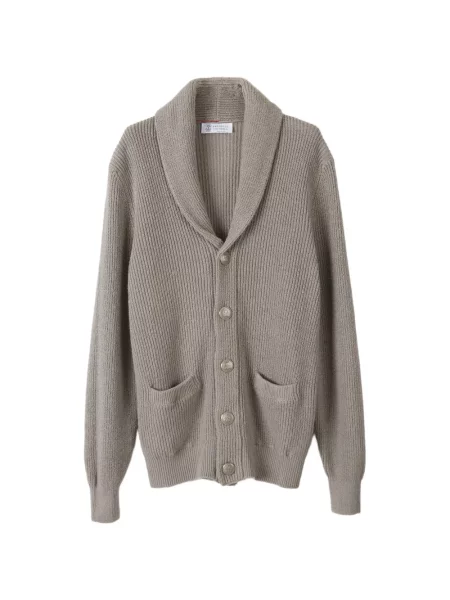 Cardigan Brunello Cucinelli cu decolteu în V gri