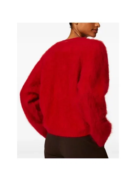 Sweter Twinset z dekoltem w serek czerwony