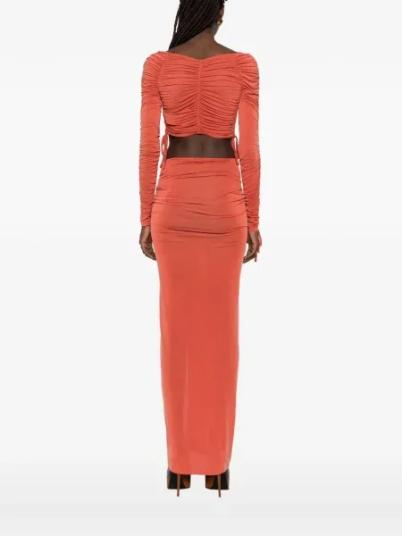 Top Balmain cu volane portocaliu