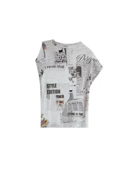 Desigual Tricou gri negru