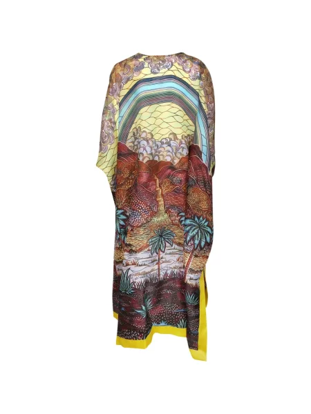 Rochie Vlisco Dialogues cu imagine cu decolteu în V maro