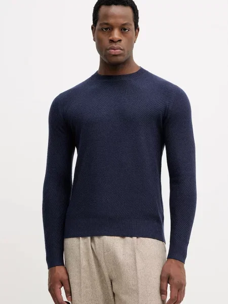 Pulover s primesjo volne Sisley mornarsko modra