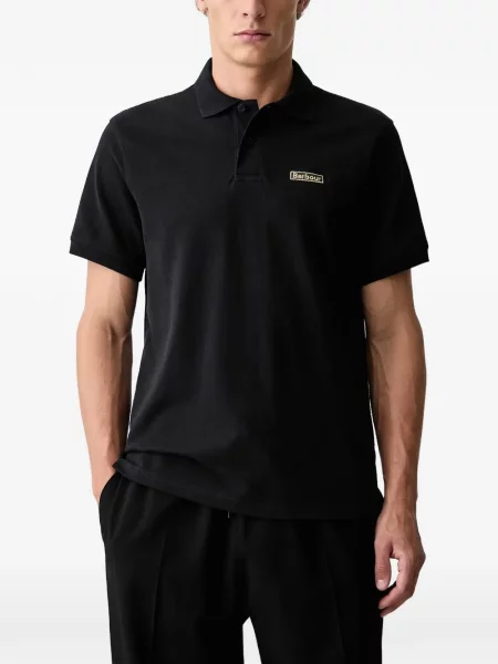 Tricou polo Barbour cu autograf negru