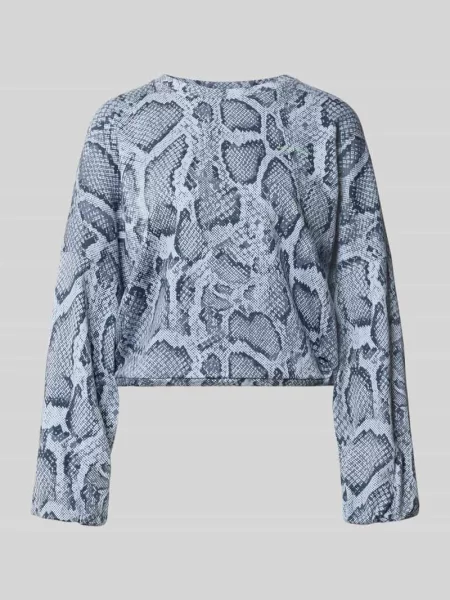 Bluza o kroju oversized z mieszanki bawełny Marc Cain niebieska