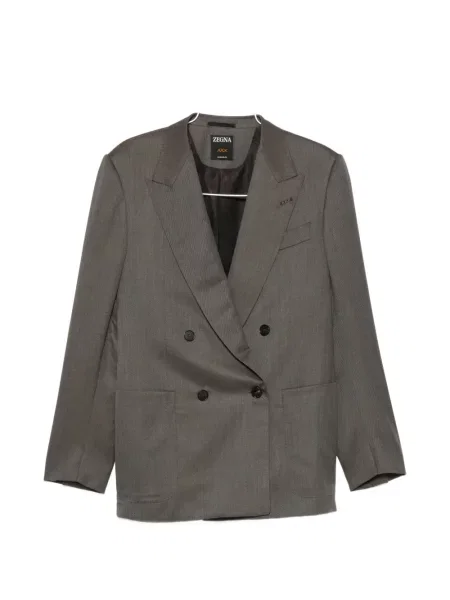 Costum Zegna de lână cu două rânduri de nasturi gri
