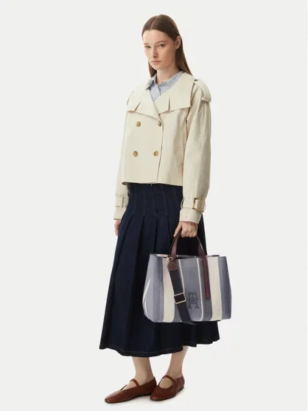 Tommy Hilfiger Geantă Th City Satchel Jacquard albastru