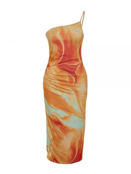 Trendyol Rochie de cocktail jad / portocaliu / portocaliu homar verde
