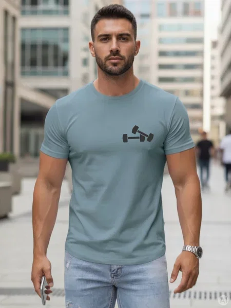 T-shirt z minimalistycznym nadrukiem petrol Dstreet
