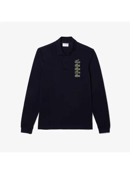 Lacoste Koszulka Polo Z Długim Rękawem Classic Fit granatowa