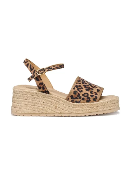 Geox espadrile s polno usnjene D ALEMERIA rjava