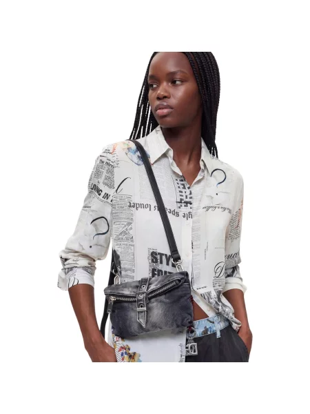Desigual Taška cez rameno sivý denim čierna