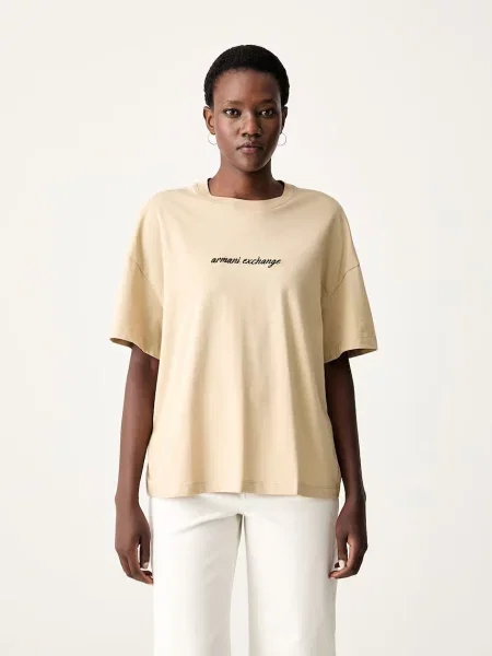 Armani Exchange T-shirt beżowa