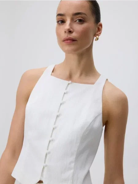 Reserved Kamizelka z lyocellem biały