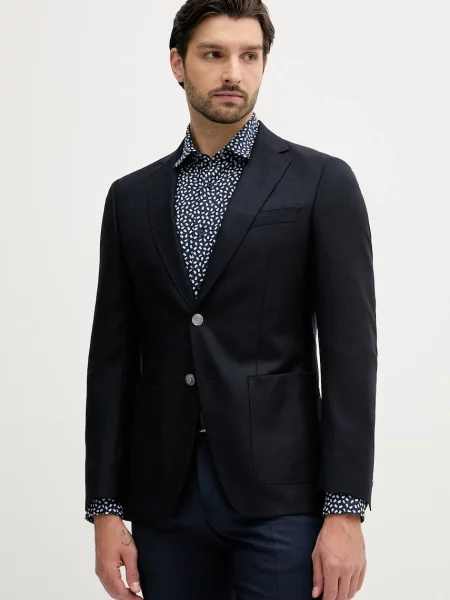 BOSS sacou de lână bleumarin negru