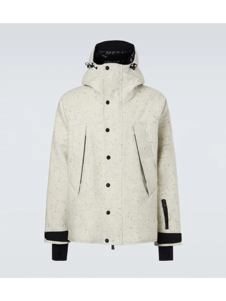 Volnena smučarska jakna Moncler Grenoble s kapuco bela