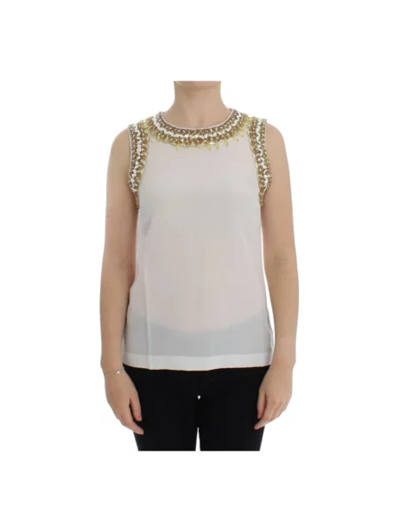 Jedwabny top Dolce And Gabbana biały