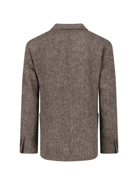 Sacou Boglioli de lână cu model herringbone maro