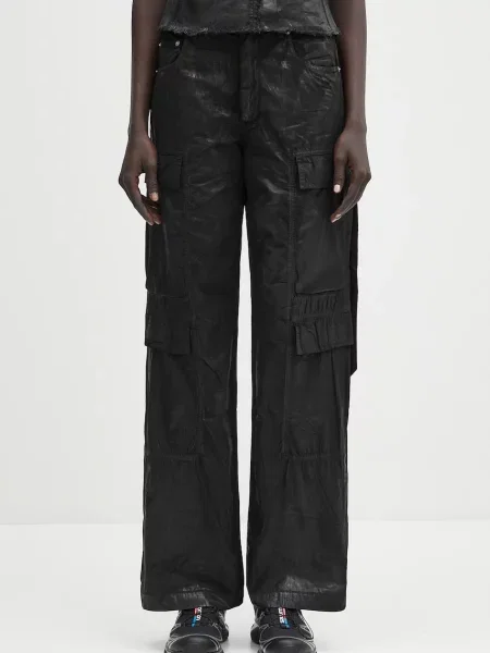 Rick Owens DRKSHDW pantaloni Double Cargo drept high waist negru