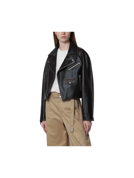 Kurtka skórzana Halfboy o krotszym kroju brązowa