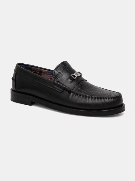 Naked Wolfe mocasini de piele Roma barbati Roma Black Croc negru
