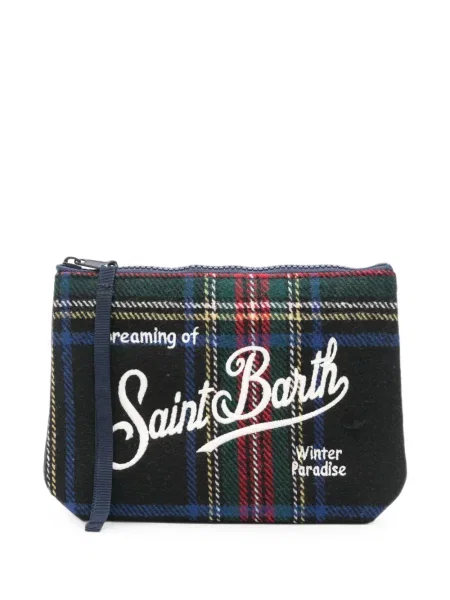 Geantă plic Mc2 Saint Barth cu broderie în carouri negru