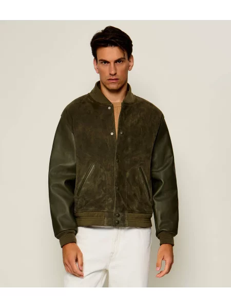 Tommy Hilfiger Geacă bomber Varsity | piele întoarsă cu adaos de piele