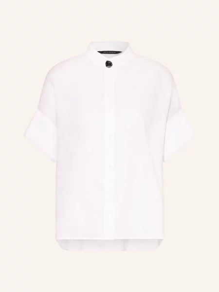 Bluzka o kroju regular fit ze stójką i listwą guzikową Armani Exchange biała