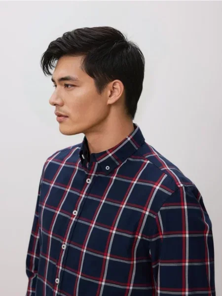 Reserved Картата сорочка regular fit темно-синій синя