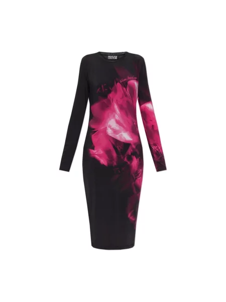 Sukienka jeansowa Versace Jeans Couture z długim rękawem czarna