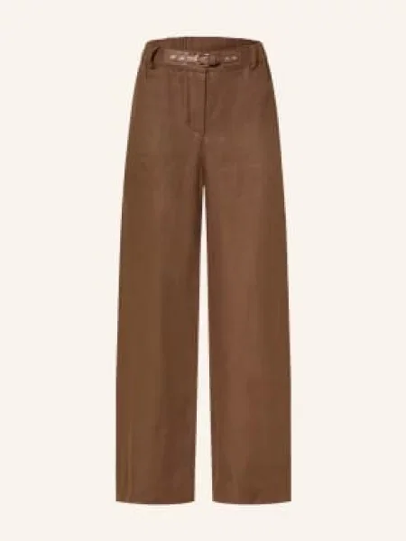 Maje Spodnie Z Lnu Typu Marlene braun brązowe