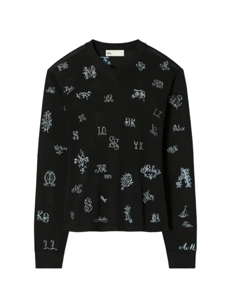 Pulover Tory Burch de mătase negru