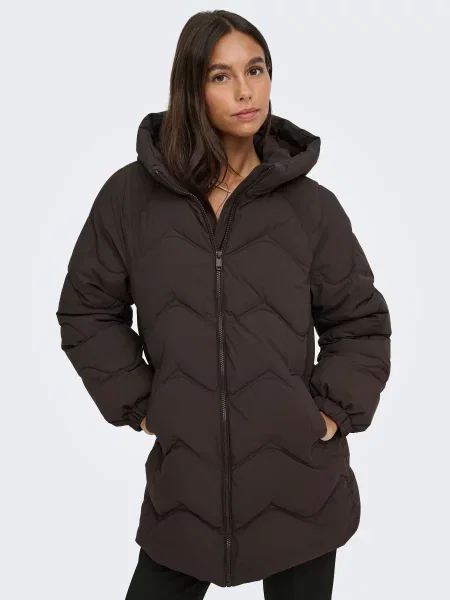 Зимова куртка JDY POWER LONG HOOD PUFFER OTW темно-коричневий коричнева