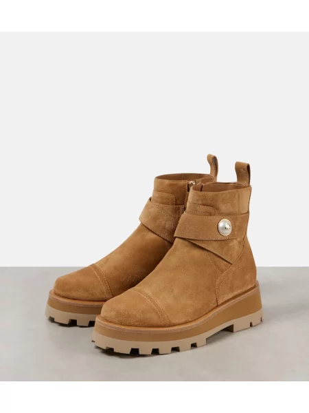 Cizme scurte Jimmy Choo din piele de căprioară maro