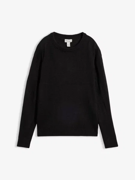 Sweter dzianinowy z okrągłym dekoltem czarny