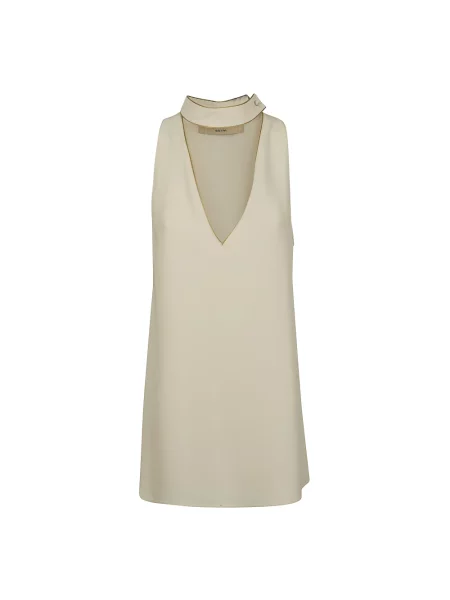 Lniany top Valentino beżowy