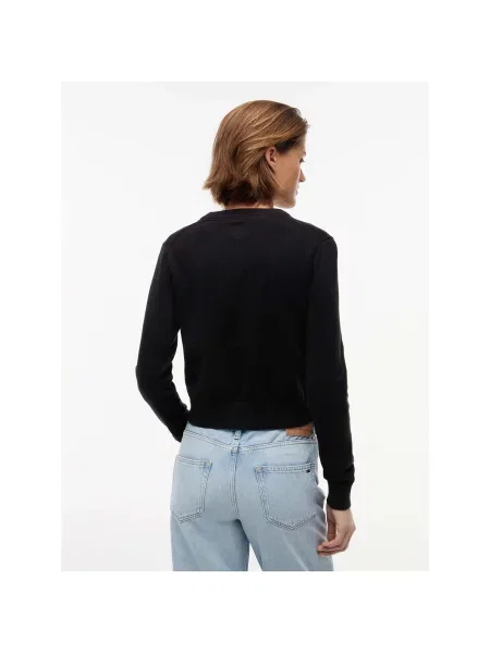 Geacă de blugi Tommy Jeans cu decolteu rotund negru