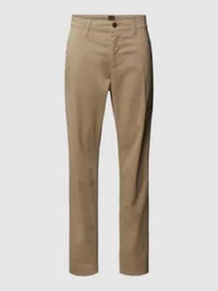 Chinosy o kroju tapered fit z wpuszczanymi w stylu francuskim Boss Orange beżowe