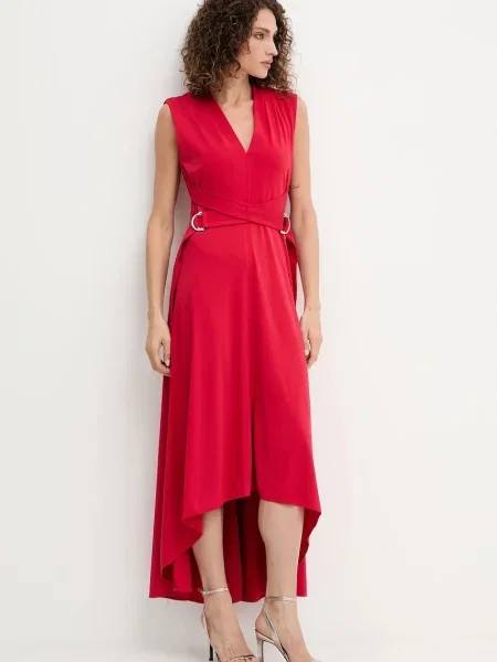 Dkny sukienka maxi rozkloszowana czerwony