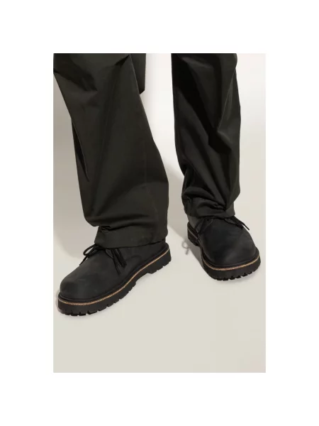 Półbuty Birkenstock sznurowane zamszowe czarne
