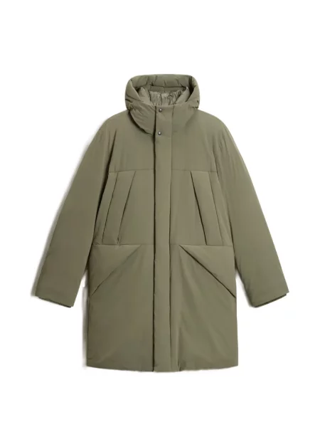 Geacă Woolrich cu glugă stretch verde
