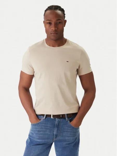 Тениска Tommy Jeans бежово
