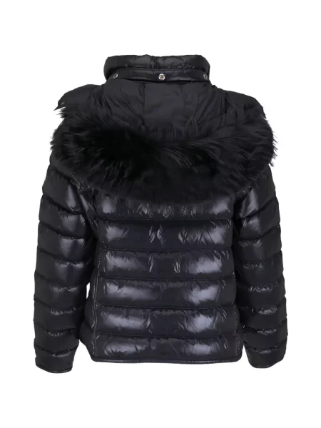 Geacă cu puf Moncler cu glugă cu blană negru
