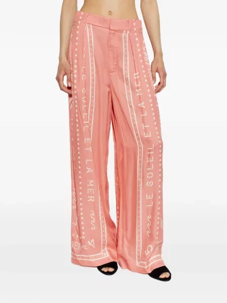 Pantaloni palazzo Balmain cu imagine roz