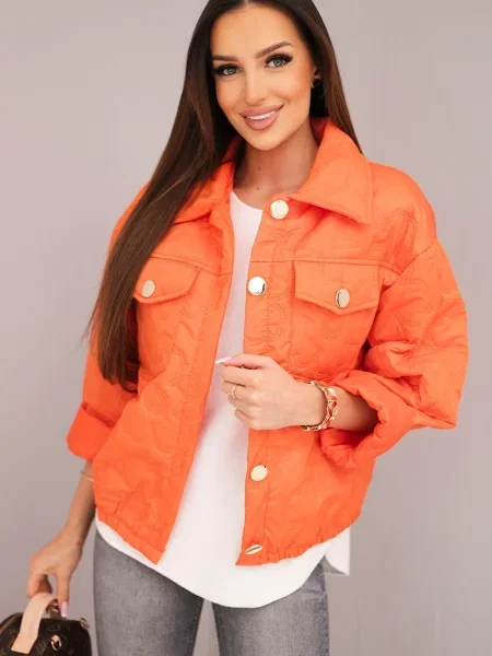 Geacă Kesi Włoski cu model floral alb