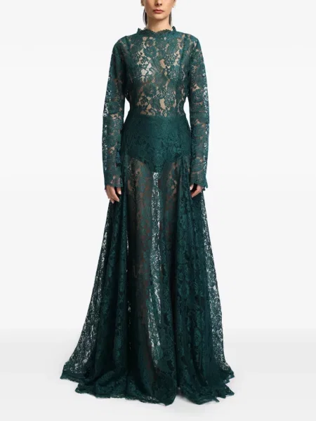 Sukienka maxi Miau By Clara Rotescu koronkowa zielona